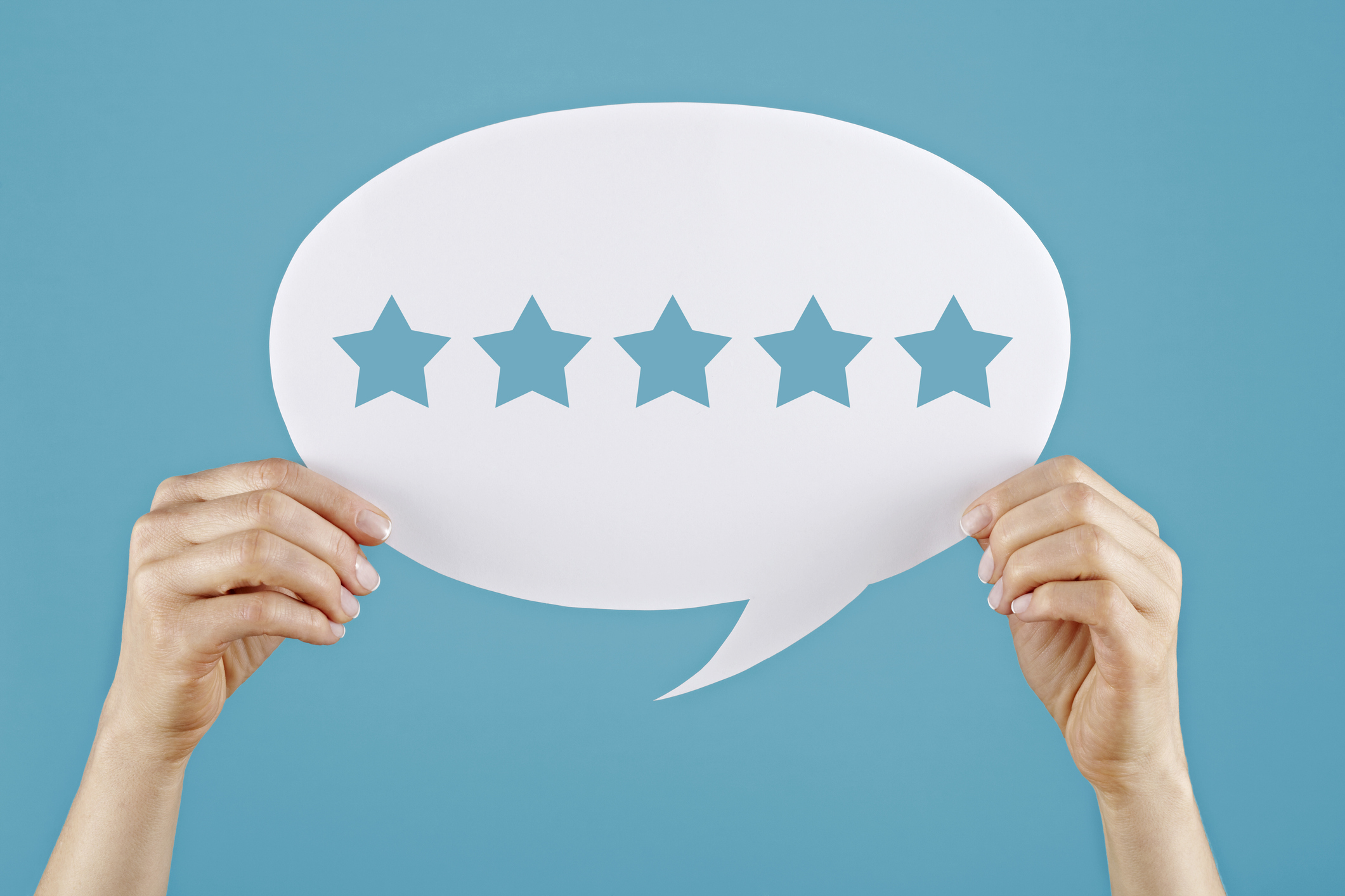 Review concept on speech bubble